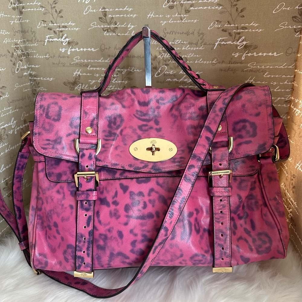 Mulberry Pink Leopard Print Women's Bag